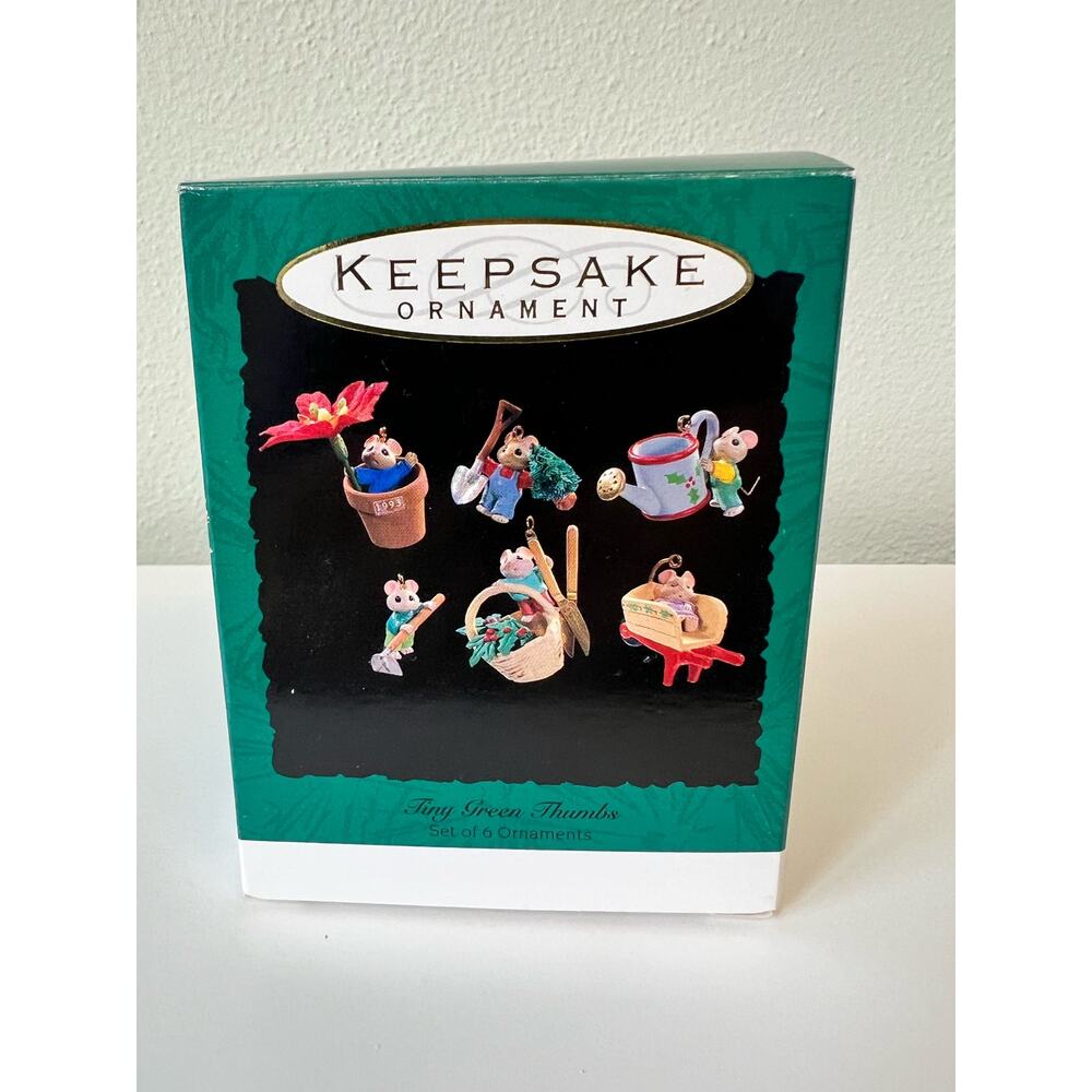 Hallmark Keepsake Ornament Tiny Green Thumb Mice Set of 6 Miniature 1993